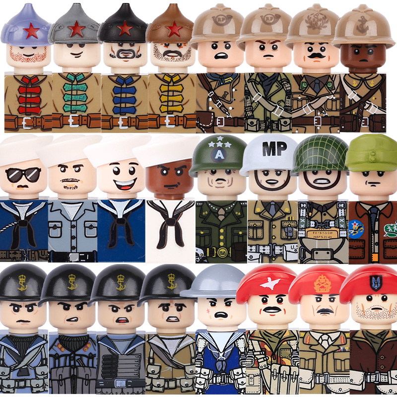 Lego Minifigure Holder - Kinderen Speelgoed WW2 Militaire Leger Actiefiguren