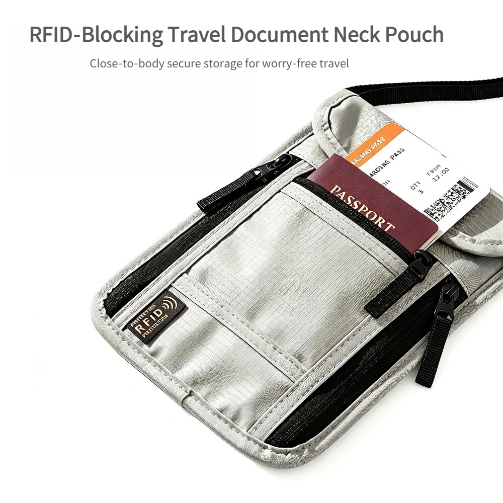 Card Top Loader - Reisportemonnee voor om de nek, RFID-blokkerende