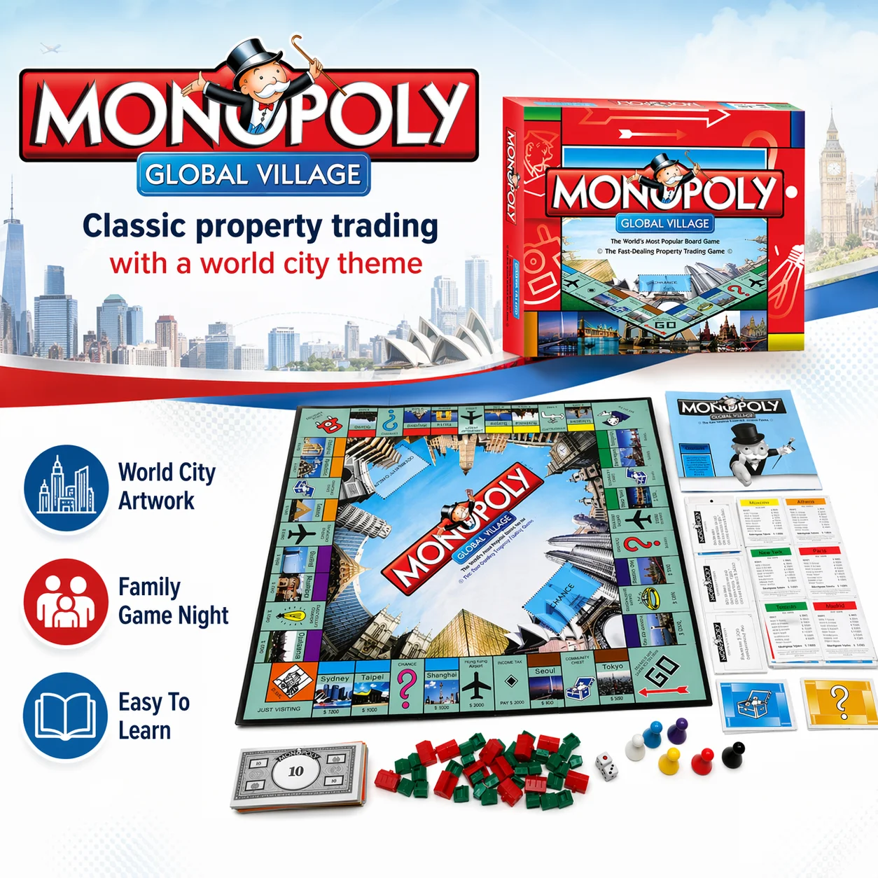 Premium MONOPOLY GLOBAL VILLAG - Hasbro Game Monopoly recensie en prijs